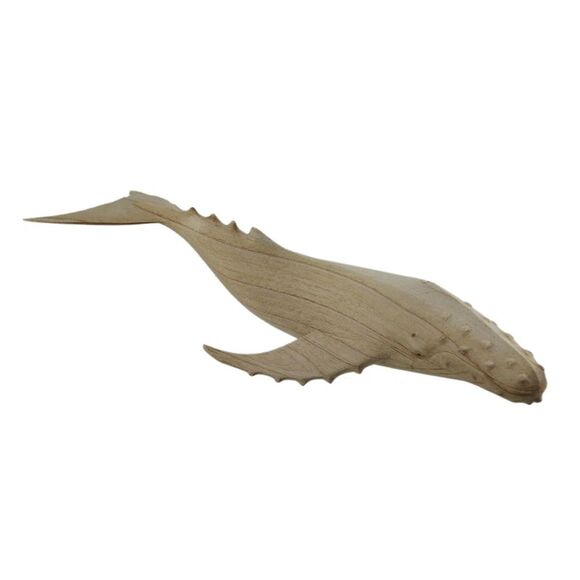 Carved Natural Wood Humpback Whale Tabletop Statue 20...